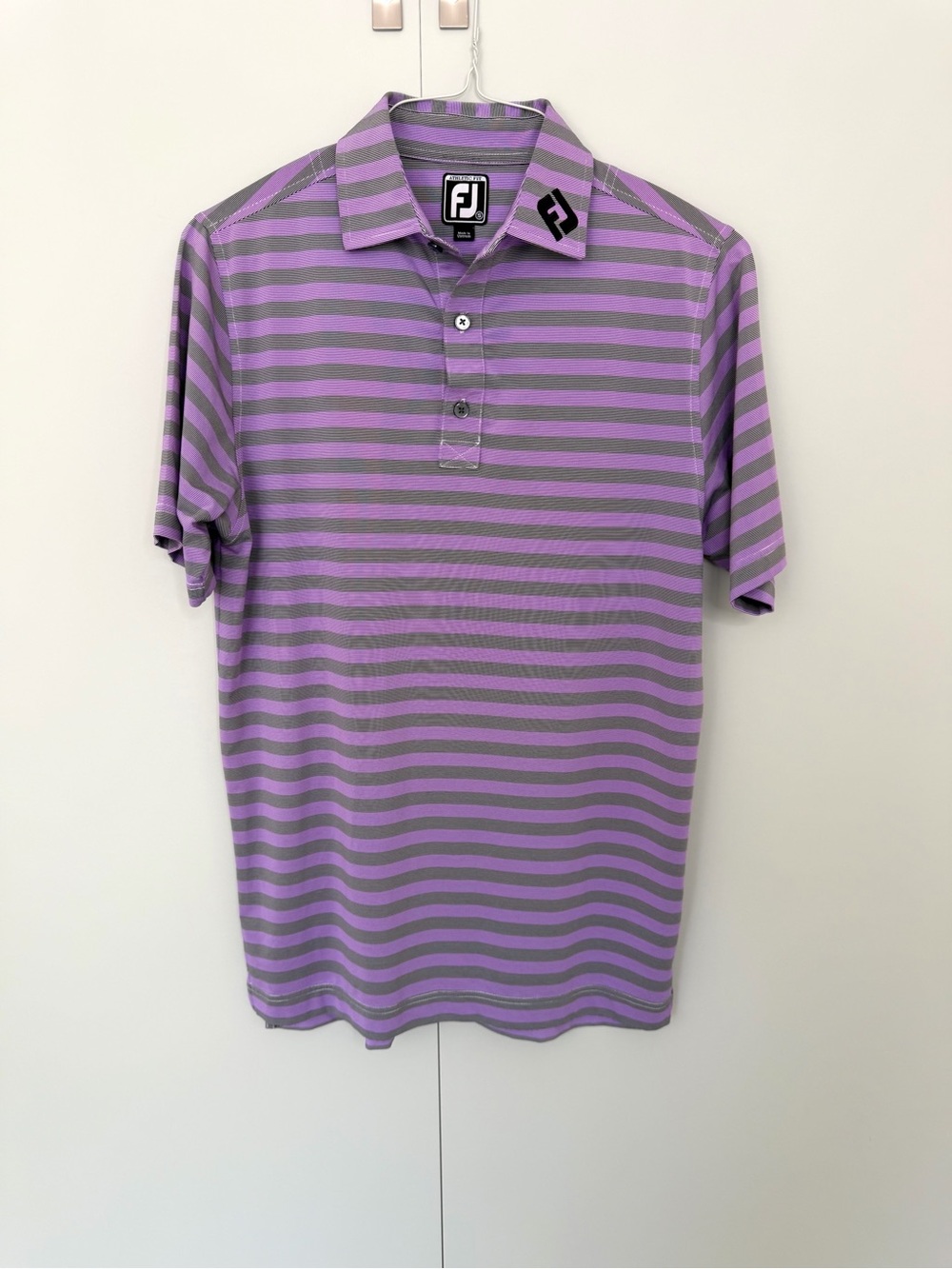 FOOTJOY FJ Men’s Tour Collar Athletic Fit Striped Lisle Polo Golf Polo Shirt